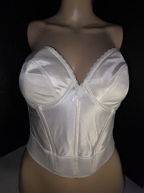 Victoria's Secret Vintage Long Line Low Back Ivory Satin Longline Bustier 36C